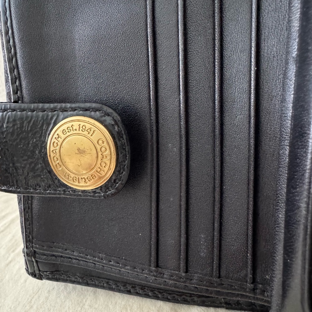 COACH Signature Logo Black Small Wallet - Picture 4 of 9